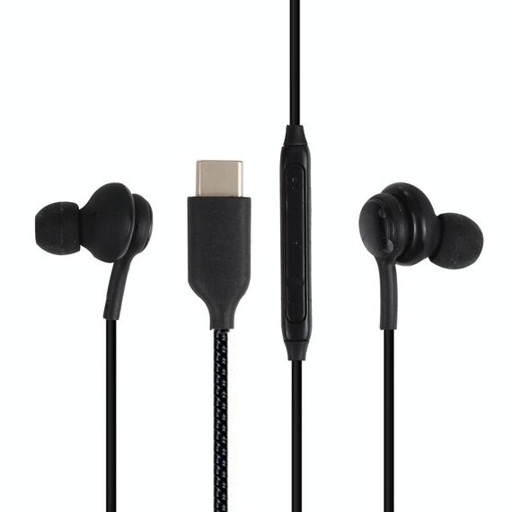 Auricolare in-ear Interfaccia USB / Type-C intrecciato per i telefoni Samsung, lunghezza del cavo: 1,1 m (nero)
