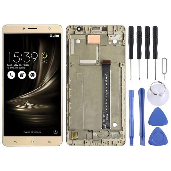 Schermo LCD OEM per Asus Zenfone 3 Deluxe ZS550KL Z01FD digitalizzatore assemblaggio completo con cornice (oro)