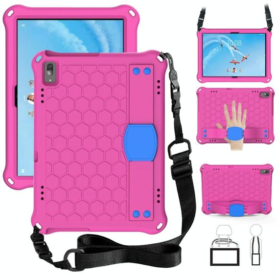 Per Lenovo Tab P10 TB-X705F / L DESIGN DESIGN EVA + PC Materiale PC Quattro angoli Anti cadere Shell protettiva piatta con cinturino (Rosered + Blu)