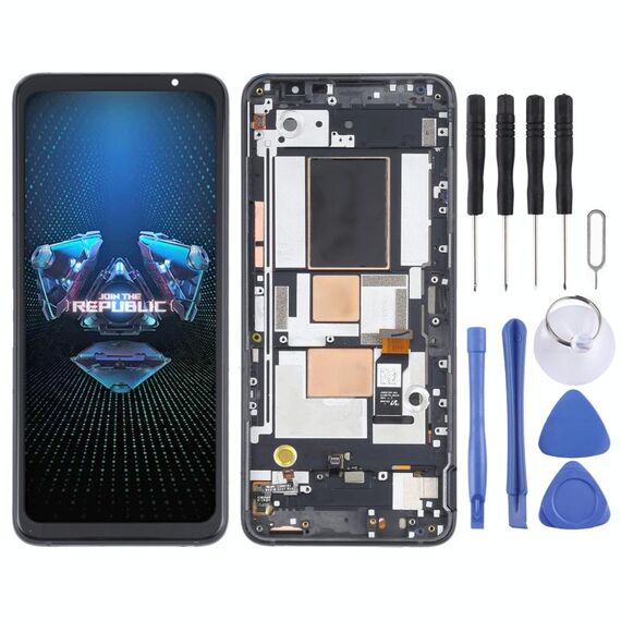 Schermo LCD OLED originale per Asus ROG Phone 5 ZS673KS Digitizer Assemblaggio completo con cornice (nero)
