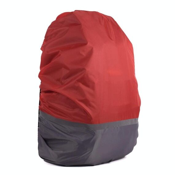2 PCS Outdoor Mountaineering Colour Color Cover Luminoso Zaino Cover Piove, Dimensioni: S 18-30L (Grigio + Rosso)