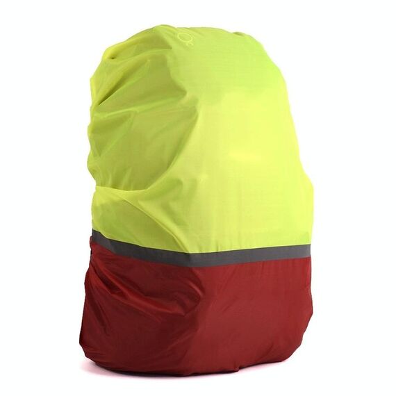 2 PCS Outdoor Mountaineering Colour Coloring Zaino luminoso Cover Piove, Dimensioni: M 30-40L (rosso + verde fluorescente)