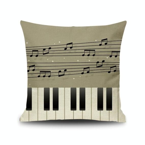 2 pz Piano Nota NOTA Digital Stampato Lino Fodera senza cuscino, Dimensioni: 45x45cm (1)