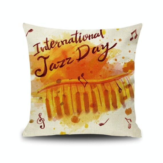 2 PCS Piano Nota NOTA Digital Stampato Lino Fodera senza cuscino, Dimensioni: 45x45cm (4)