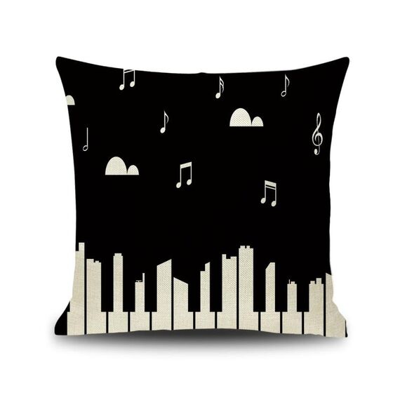 2 PCS Piano NOTA NOTA Digital Stampato Lino Fodera senza cuscino, Dimensione: 45x45cm (6)