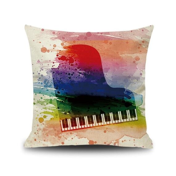 2 PCS Piano Nota Nota Digital Stampato Lino Fodera senza cuscini, Dimensioni: 45x45cm (7)
