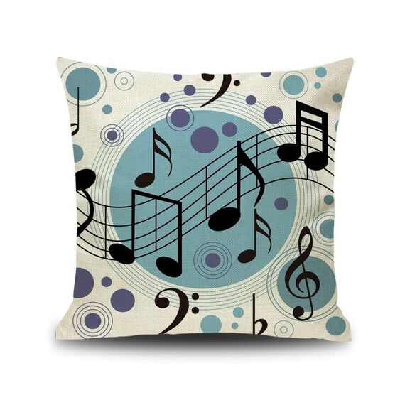 2 Pz Piano Nota NOTA Digital Stampato Lino Fodera senza cuscino, Dimensioni: 45x45cm (14)