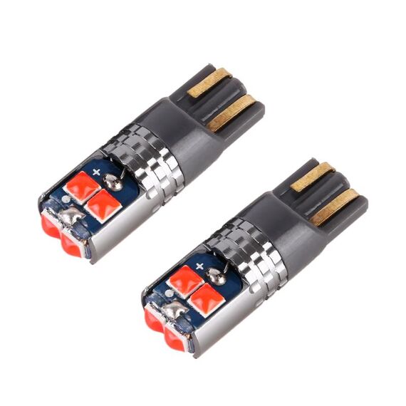 2 PCS T10 / W5W / 168 DC12-24V / 1.8W / 6000K / 140LM ​​Auto Clearance Light 4LEDS SMD-3030 Perline della lampada con decodifica e corrente costante (luce rossa)