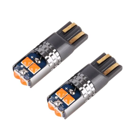 2 PCS T10 / W5W / 168 DC12-24V / 1.8W / 6000K / 140LM ​​Auto Clearance Light 4eds SMD-3030 Perline lampada con decodifica e corrente costante (luce gialla)