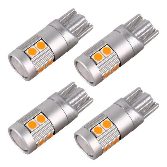 4 PCS T10 DC12V / 2W Auto Clearance Light 9leds SMD-3030 perline lampada (luce gialla)