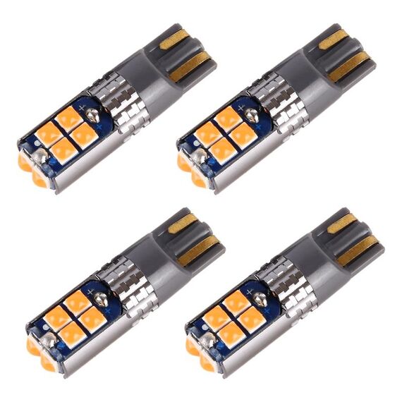 4 PCS T10 DC12V / 2W Automobile Auto Light 10LEDS SMD-3030 perline lampada (luce gialla)