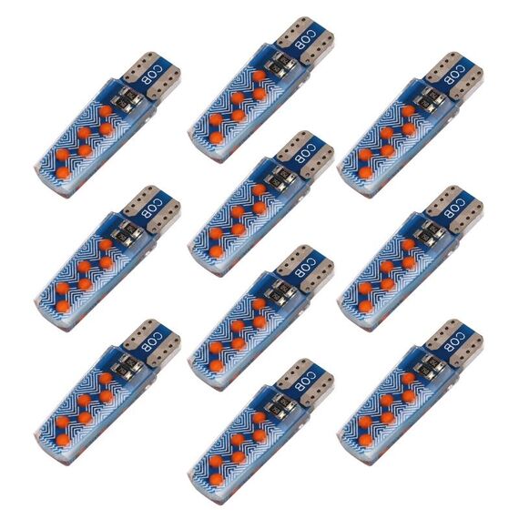 10 PCS T10 DC12V / 1.2W Auto Clearance Light 12leds Cob Lamp perline (luce rosa)