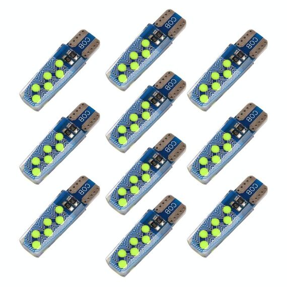 10 PCS T10 DC12V / 1.2W Auto Clearance Light 12leds Cob Lamp perline (luce verde)