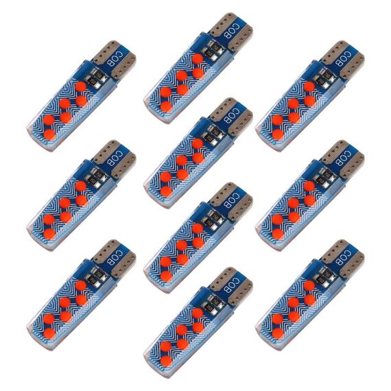 10 PCS T10 DC12V / 1.2W Auto Clearance Light 12leds COB Lampada perline (luce rossa)