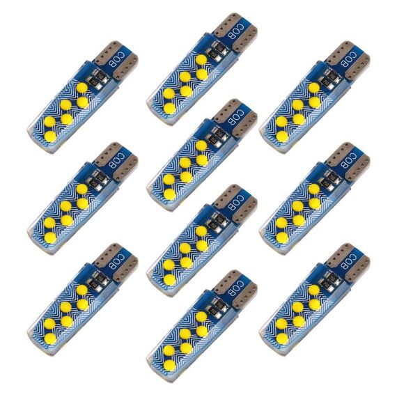 10 PCS T10 DC12V / 1.2W Auto Clearance Light 12LEDS COB Lampada perline (luce gialla)