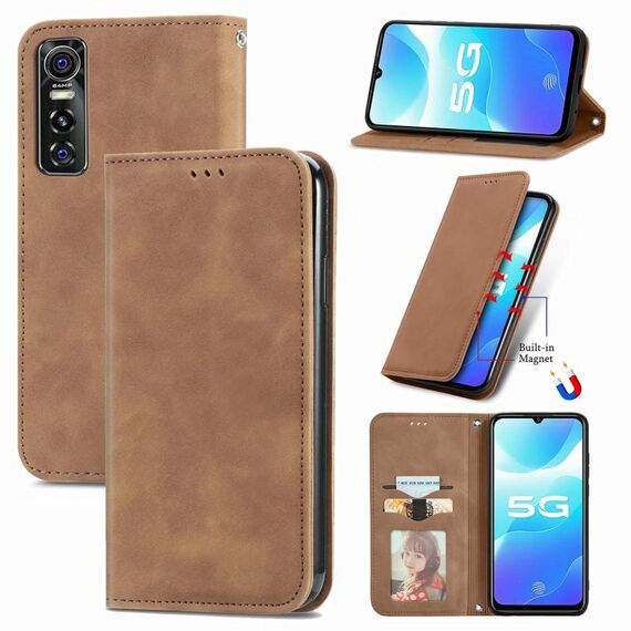 Per Vivo S7 E Retro Skin Self Business Business Magnetic Horizontal Case flip in pelle con supporto e carte Slot & Portafoglio e cornice fotografica (Brwon)