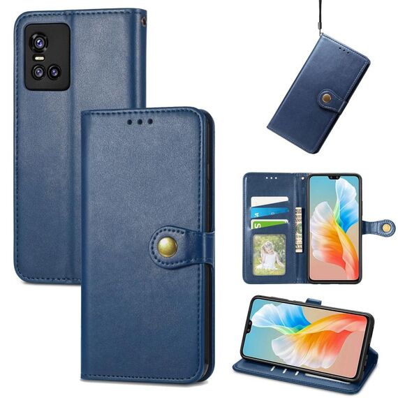 Per vivo S10 / S10 PRO Custodia in pelle massello di colore solido (blu)