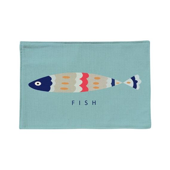 Cotone e lino singolo lato Mediterraneo Semplice Semplice Placemat Geometrica Geometrica Pothoulder Table (Pesce colorato)