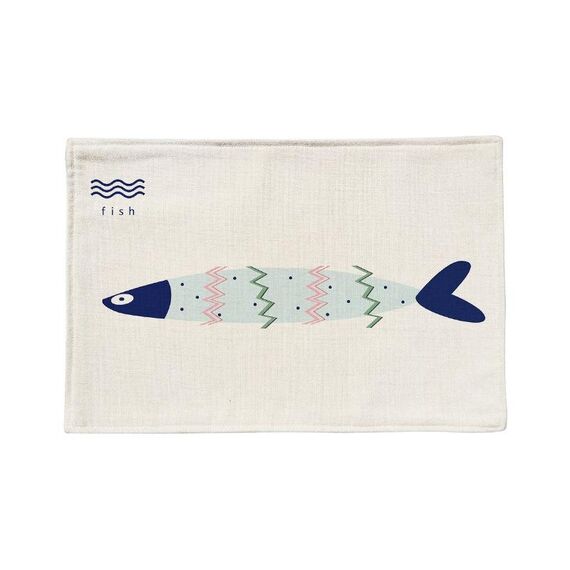 Cotone e lino singolo lato Mediterraneo semplice Semplice tappezzeria geometrica di placemat Pothoulder (pesce fresco)