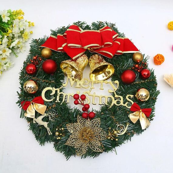 Decorazione natalizia ghirlanda ghirlanda porta rattan appeso, specifica: doppio orologio