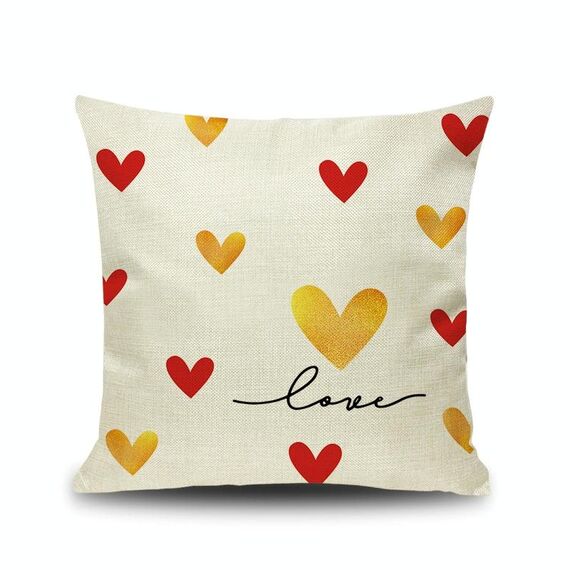 2 pz Amore coppia Valentine Day Geight Biancheria di lino Federa di Divano auto Cuscino, Senza cuscino, Dimensioni: 45x45cm (R-PQL004)