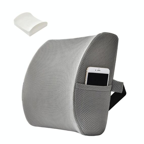 Cuscino per cuscino in vita ufficio cuscino con cuscino, stile: memory schiuma (maglia grigio)