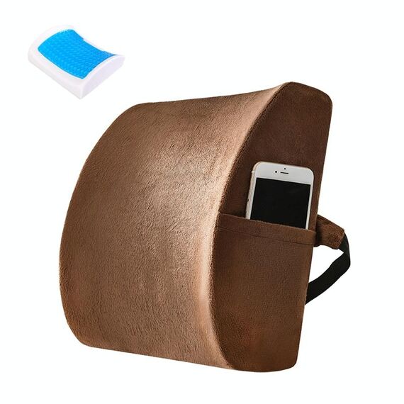 Cuscino per cuscino in vita ufficio cuscino con cuscino, stile: tipo di gel (marrone in pelle scamosciata)