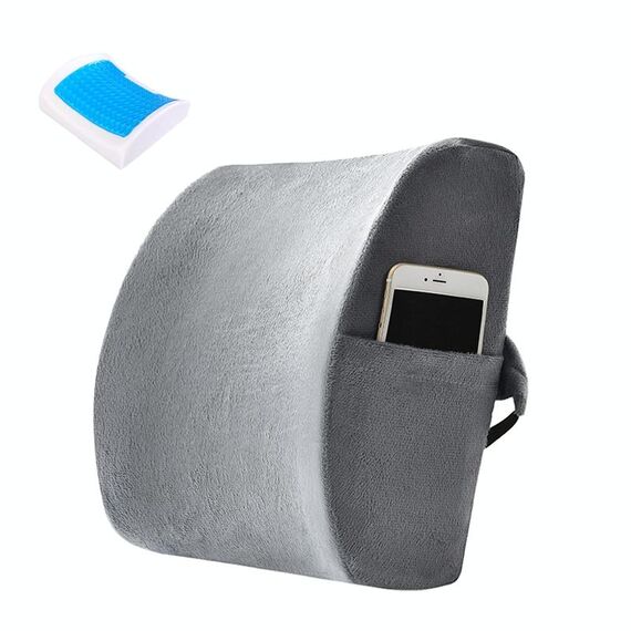 Cuscino della vita dell'ufficio cuscino del cuscino del cuscino con il cuscino, stile: tipo di gel (grigio in pelle scamosciata)