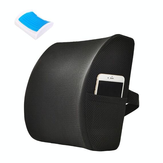 Cuscino per cuscino in vita dell'ufficio con cuscino cuscino, stile: tipo di gel (maglia nera)