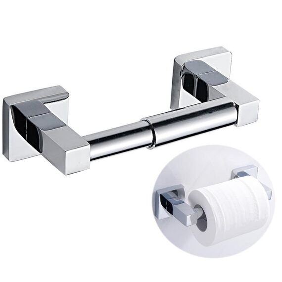 Base quadrata da toilette supporto carta igienica retrattile (argento)