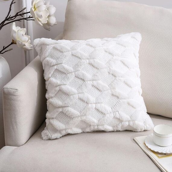 Cuscino peluche a due lati cuscino divano cuscino federa, dimensioni: 45x45 cm senza nucleo (rivestimento bianco)