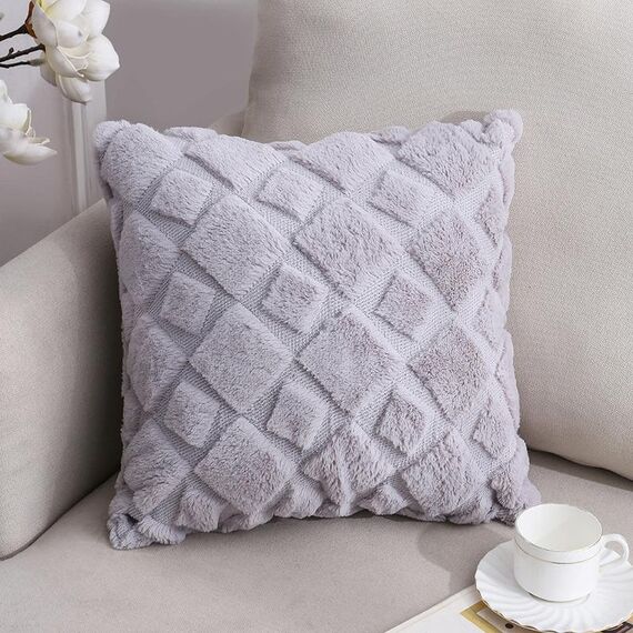 Peluche a doppia lati Peluche Home Divano cuscino federa, misura: 45x45cm federa + nucleo (quadrato grigio)