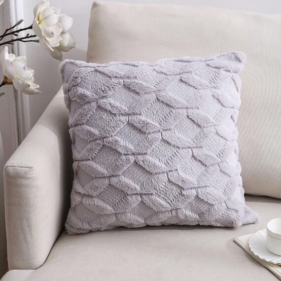 Double-lated Peluche Pillow Home Divano cuscino federa, misura: 45x45cm federa + nucleo (grigio diamante)