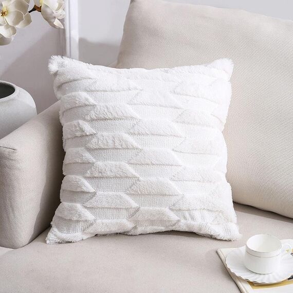 Double-lated Peluche Pillow Home Divano cuscino federa, misura: 45x45cm federa + nucleo (barca bianca)