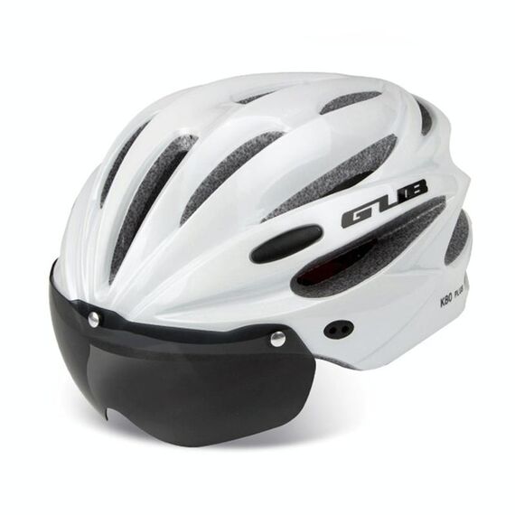 GUB K80 Plus Casco bici con visiera e occhiali (bianco)
