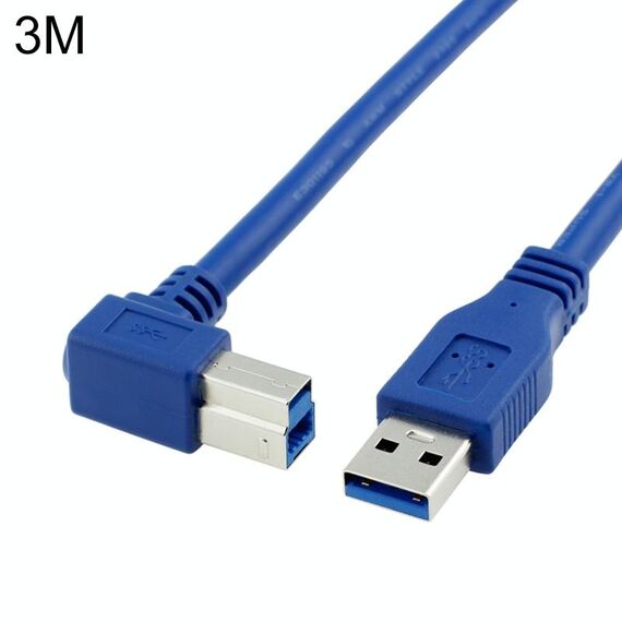 USB 3.0 A Angolo maschio a destra 90 gradi USB 3.0 Type-B Cavo maschio ad alta velocità Cavo della stampante, lunghezza del cavo: 3m