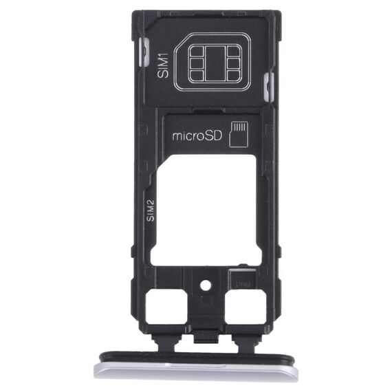 Vassoio della scheda SIM + vassoio della scheda SIM Vassoio / vassoio della scheda Micro SD per Sony Xperia 1 / Xperia XZ4 (Argento)