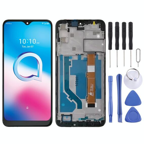 Schermo LCD OEM per Alcatel 3L 2020 OT5029 5029D 5029Y 5029U 5029 Digitizer Assemblaggio Completo con Cornice (Nero)