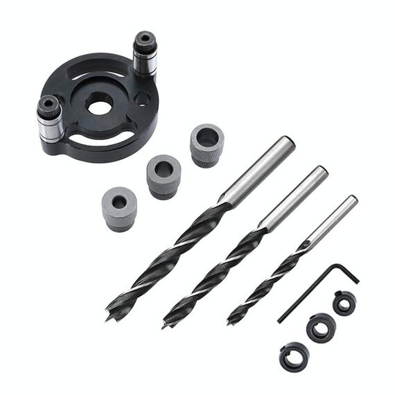 Lavorazione del legno Dritto Puncher Autosternatore Agoccolo Splicing Spliting Localizzatore per la lavorazione del legno Strumento di perforazione, Stile: Black + 7 Pz Bit Drill