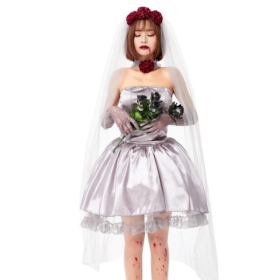1913 Halloween Adult Vampire Costume Hanayome Rose Ghost Bride Crossdress, Dimensioni: L (argento grigio)