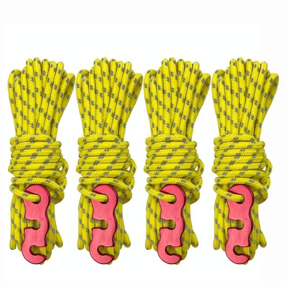 4m X 4 Rolls Outdoor Camping Tental Tenda Baldacchino Vento Corda luminosa Multi-funzione Vento Vento Tenda Fibbia Tenda Fissa Corda (Y giallo-giallo)