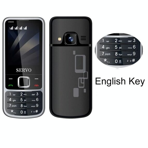 Servo V9500 Telefono cellulare, chiave inglese, 2,4 pollici, Spredrum SC6531CA, 21 tasti, supporto Bluetooth, FM, Suono magico, Torcia elettrica, GSM, Quad SIM (Nero)