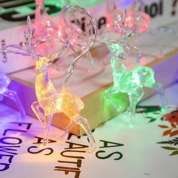 Christmas Elk String Lights Decoration Decorazione, Specifiche: 6m 40 LED Battery Box (Colorful Light)