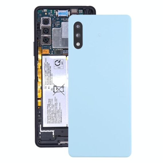 Copertura posteriore della batteria con coperchio dell'obiettivo della fotocamera per Sony Xperia ACE II SO-41B (blu)