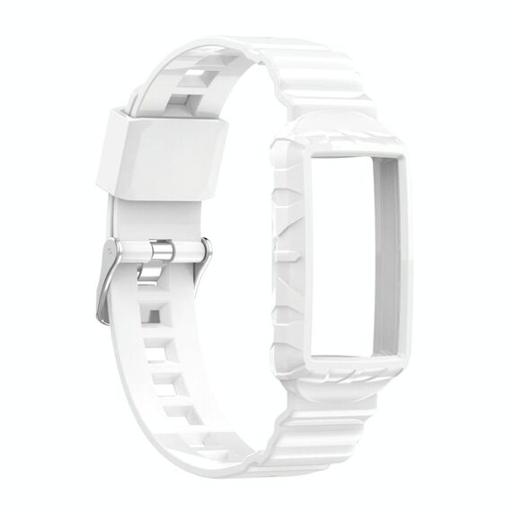 Per Fitbit Caricamento 5 Silicone One Body Armor Guardia cinturino (bianco)