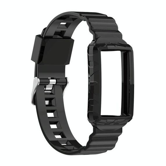 Per Fitbit Carica 3 SE Silicone One Body Armor Cinturino (nero)