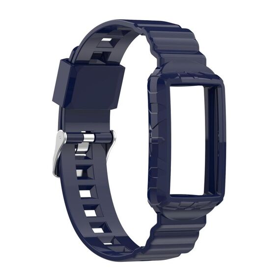 Per Fitbit Carica 3 SE Silicone One Body Armour Guardia cinturino (blu navy)