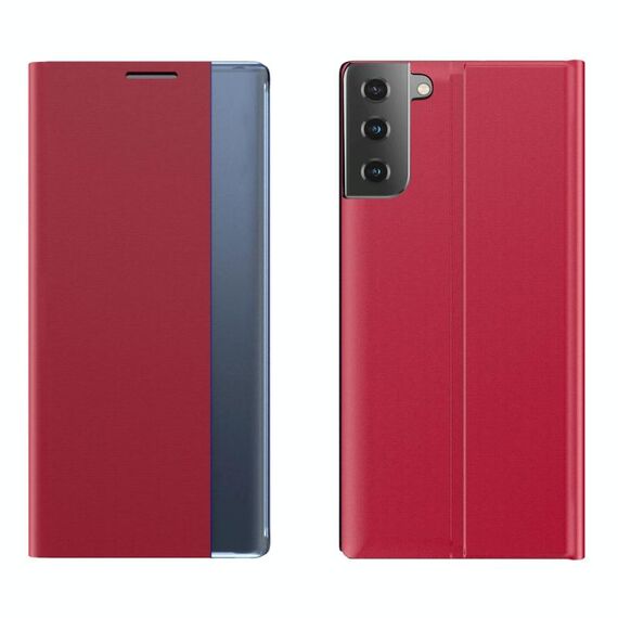 Per Samsung Galaxy S22 5G display laterale flip magnetico panno magnetico panno + custodia per PC con supporto e funzione di sonno / wake-up (rosso)