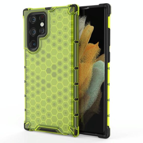 Per Samsung Galaxy S22 Ultra 5G Honeycomb PC + Custodia per telefono TPU (verde)