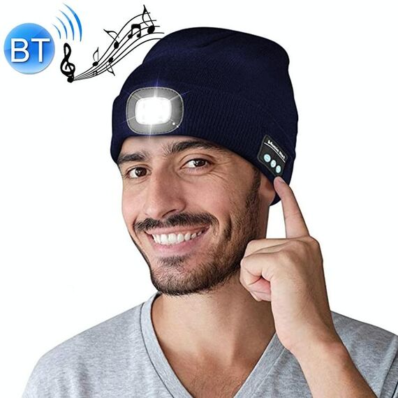 Cappello a maglia da pesca da pesca da pesca da pesca notturna da notte all'aperto Bluetooth 5.0 Cappello a maglia (blu navy)